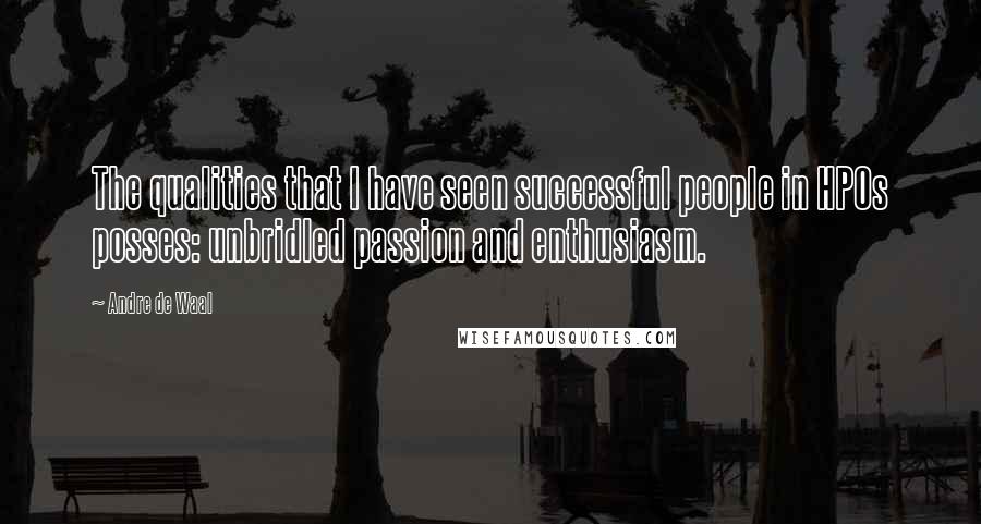 Andre De Waal Quotes: The qualities that I have seen successful people in HPOs posses: unbridled passion and enthusiasm.