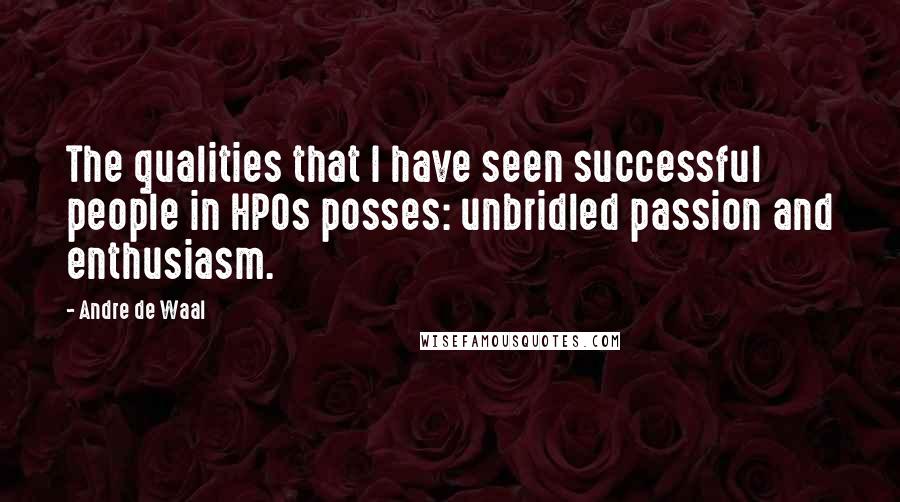 Andre De Waal Quotes: The qualities that I have seen successful people in HPOs posses: unbridled passion and enthusiasm.