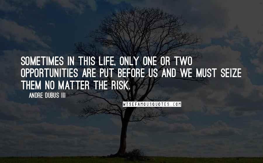 Andre Dubus III Quotes: Sometimes in this life, only one or two opportunities are put before us and we must seize them no matter the risk.