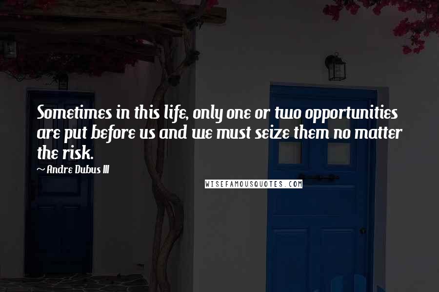 Andre Dubus III Quotes: Sometimes in this life, only one or two opportunities are put before us and we must seize them no matter the risk.