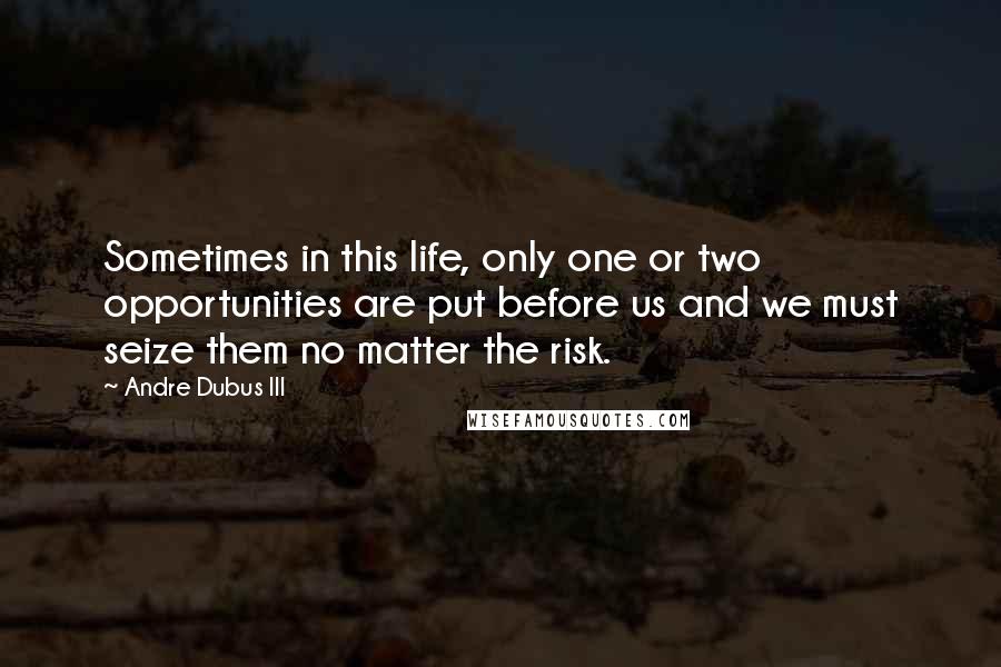 Andre Dubus III Quotes: Sometimes in this life, only one or two opportunities are put before us and we must seize them no matter the risk.