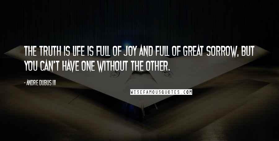 Andre Dubus III Quotes: The truth is life is full of joy and full of great sorrow, but you can't have one without the other.