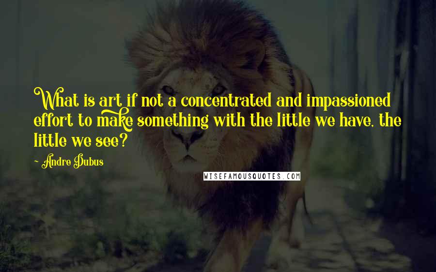 Andre Dubus Quotes: What is art if not a concentrated and impassioned effort to make something with the little we have, the little we see?