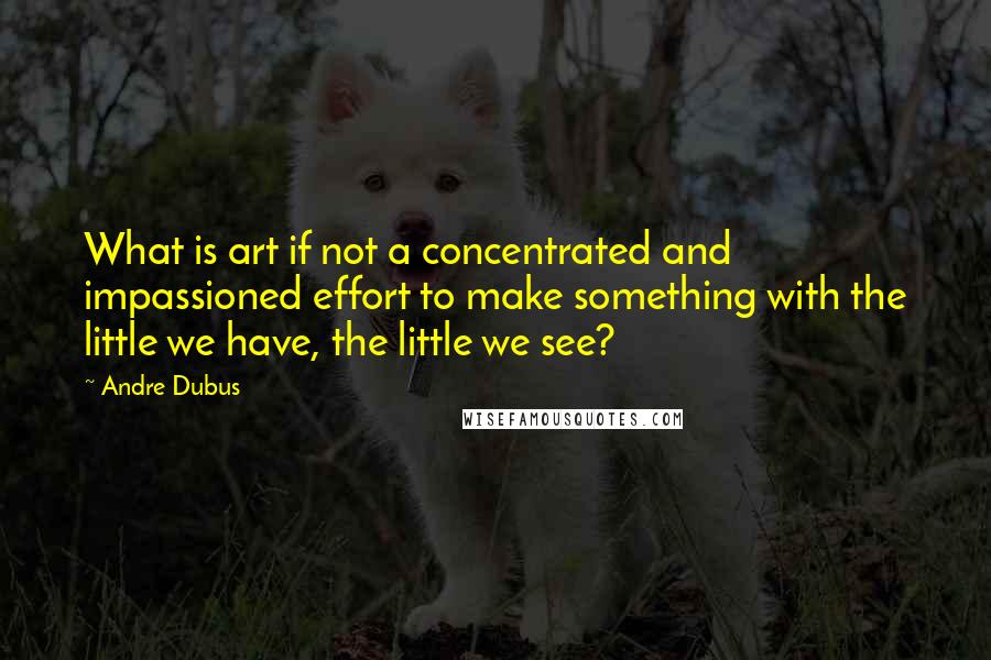 Andre Dubus Quotes: What is art if not a concentrated and impassioned effort to make something with the little we have, the little we see?