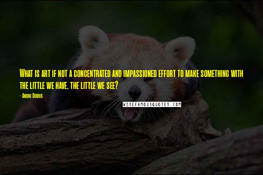 Andre Dubus Quotes: What is art if not a concentrated and impassioned effort to make something with the little we have, the little we see?