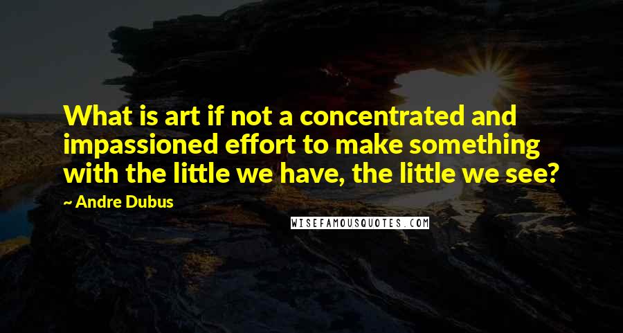 Andre Dubus Quotes: What is art if not a concentrated and impassioned effort to make something with the little we have, the little we see?