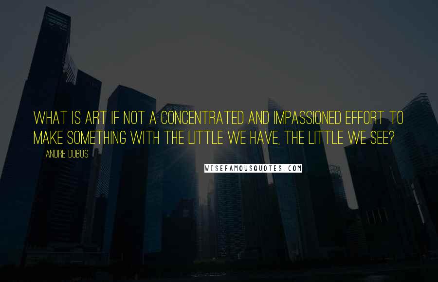 Andre Dubus Quotes: What is art if not a concentrated and impassioned effort to make something with the little we have, the little we see?