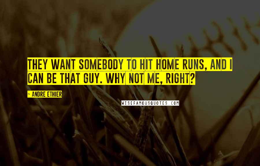 Andre Ethier Quotes: They want somebody to hit home runs, and I can be that guy. Why not me, right?