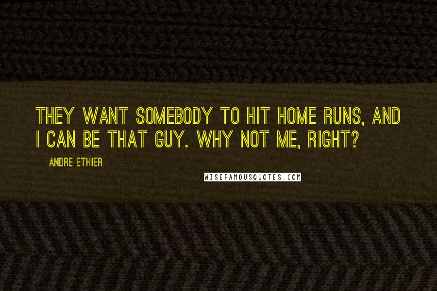 Andre Ethier Quotes: They want somebody to hit home runs, and I can be that guy. Why not me, right?