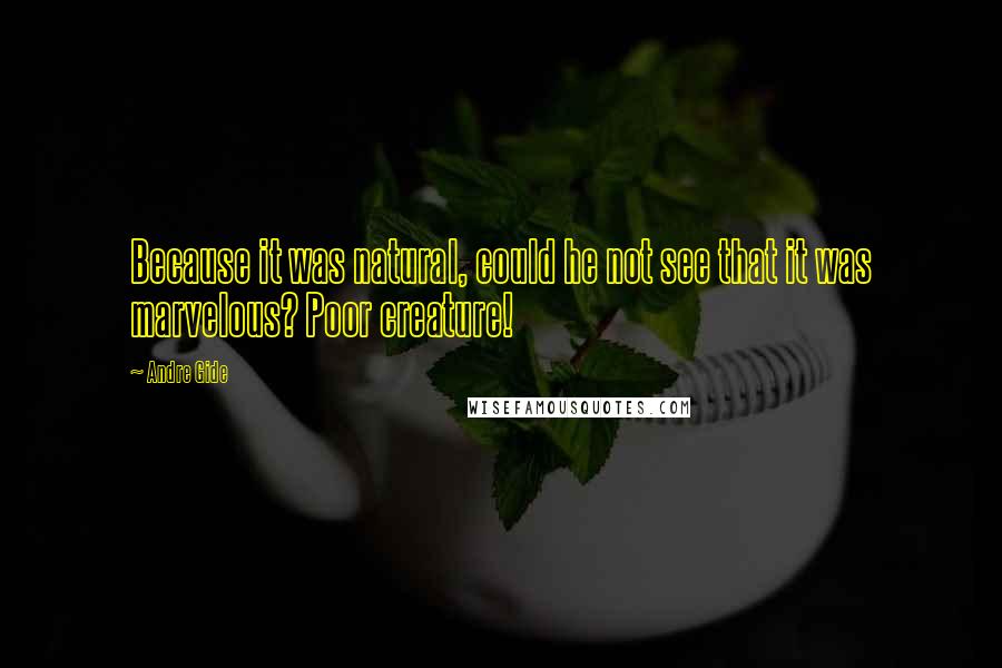 Andre Gide Quotes: Because it was natural, could he not see that it was marvelous? Poor creature!
