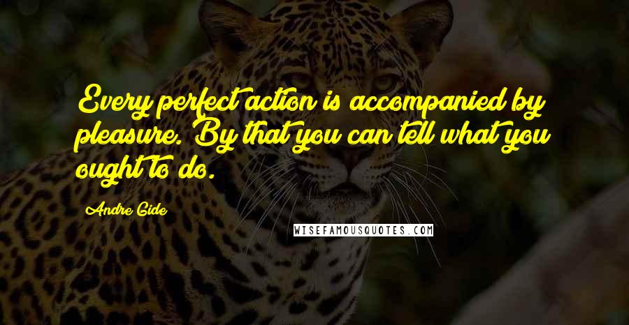 Andre Gide Quotes: Every perfect action is accompanied by pleasure. By that you can tell what you ought to do.