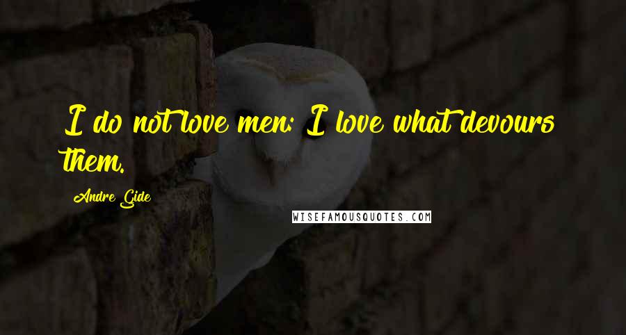 Andre Gide Quotes: I do not love men: I love what devours them.