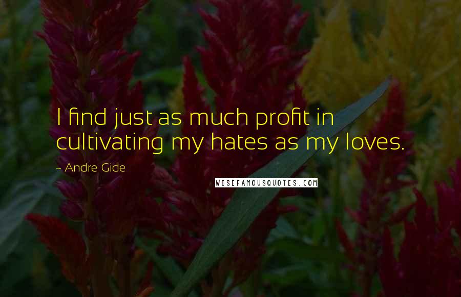 Andre Gide Quotes: I find just as much profit in cultivating my hates as my loves.