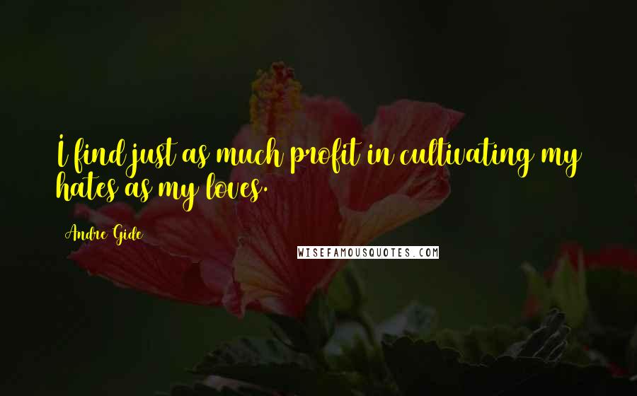 Andre Gide Quotes: I find just as much profit in cultivating my hates as my loves.