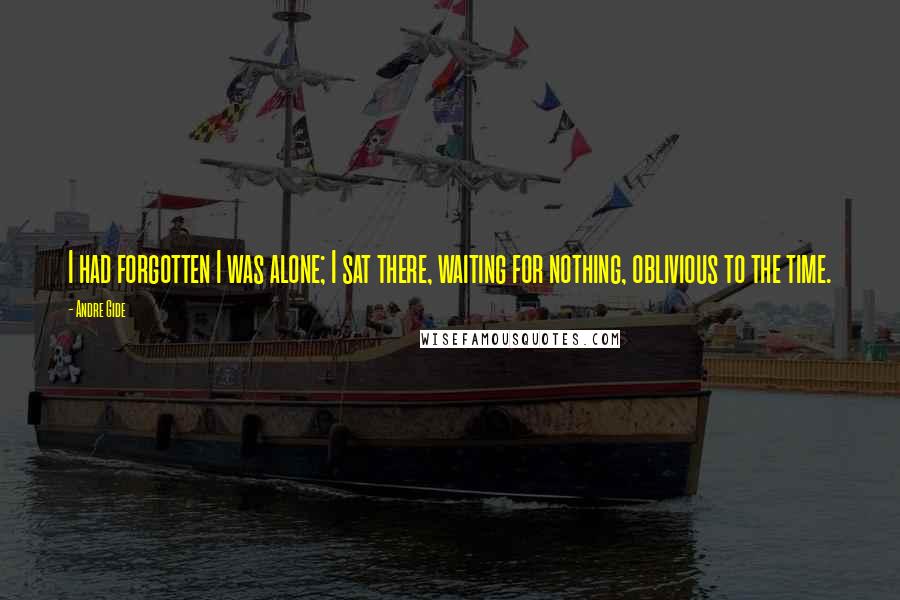 Andre Gide Quotes: I had forgotten I was alone; I sat there, waiting for nothing, oblivious to the time.