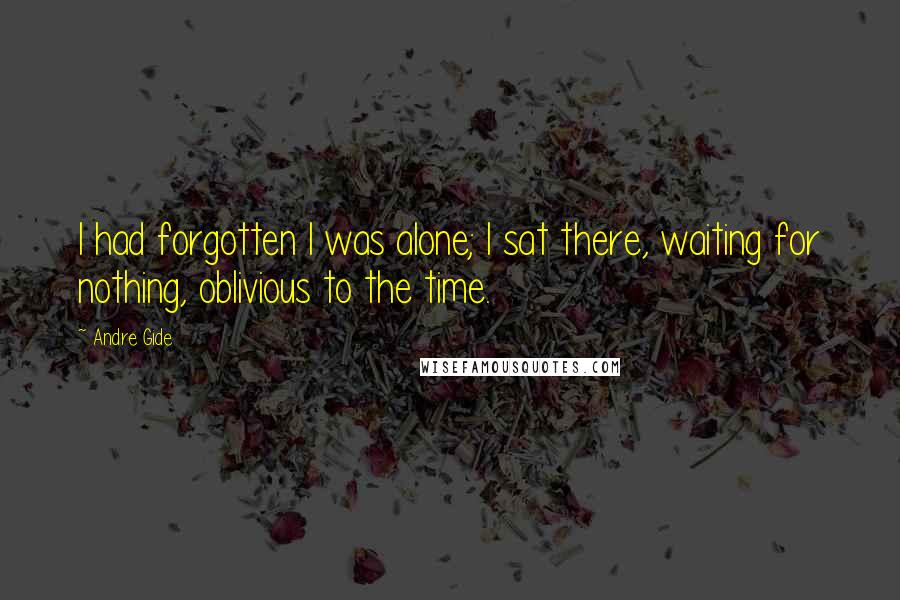 Andre Gide Quotes: I had forgotten I was alone; I sat there, waiting for nothing, oblivious to the time.