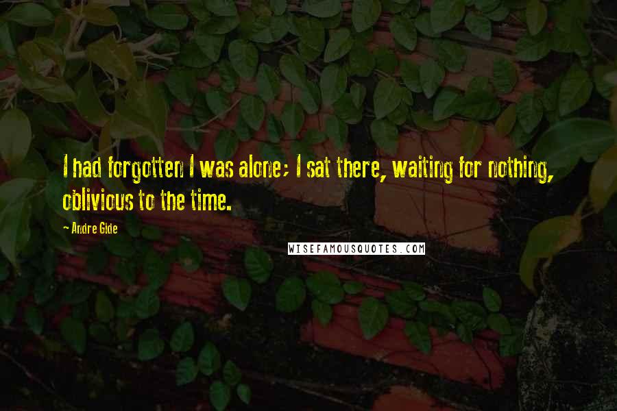 Andre Gide Quotes: I had forgotten I was alone; I sat there, waiting for nothing, oblivious to the time.