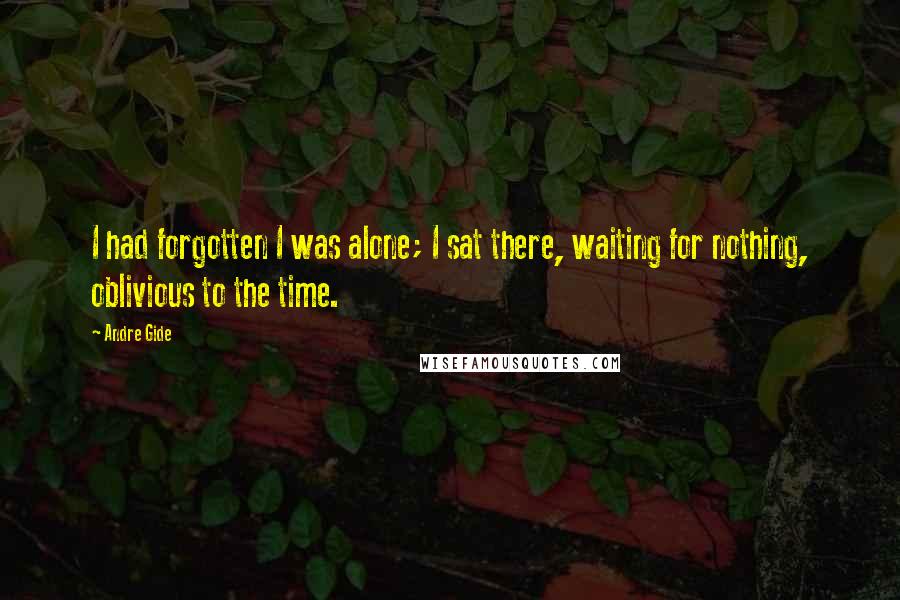 Andre Gide Quotes: I had forgotten I was alone; I sat there, waiting for nothing, oblivious to the time.