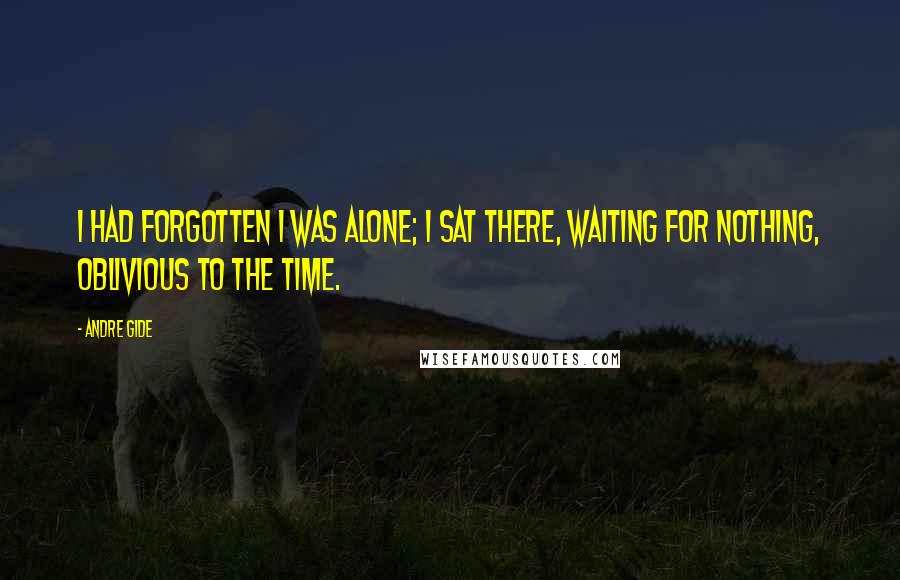 Andre Gide Quotes: I had forgotten I was alone; I sat there, waiting for nothing, oblivious to the time.