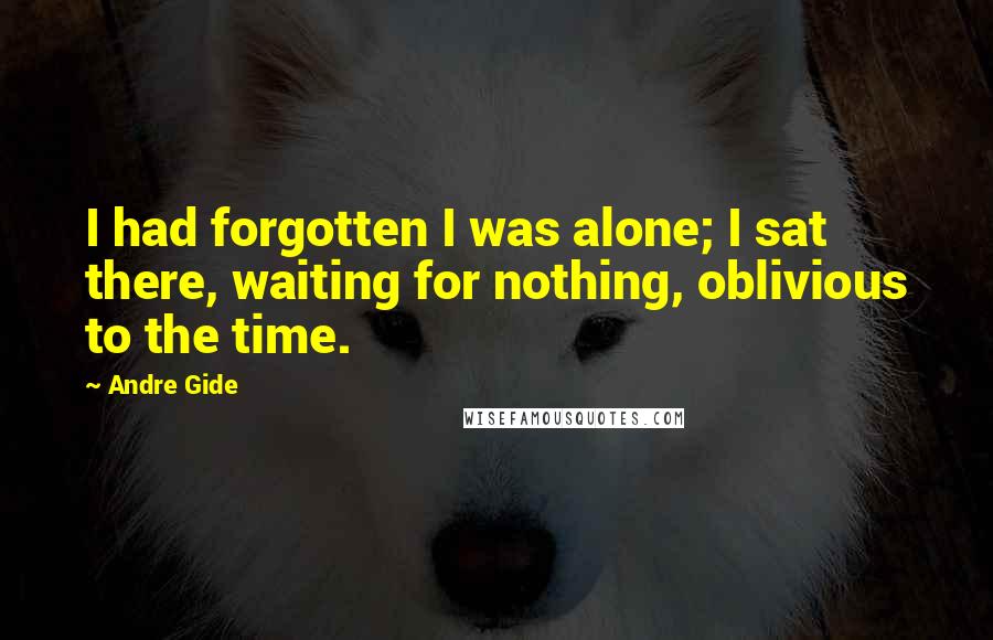 Andre Gide Quotes: I had forgotten I was alone; I sat there, waiting for nothing, oblivious to the time.