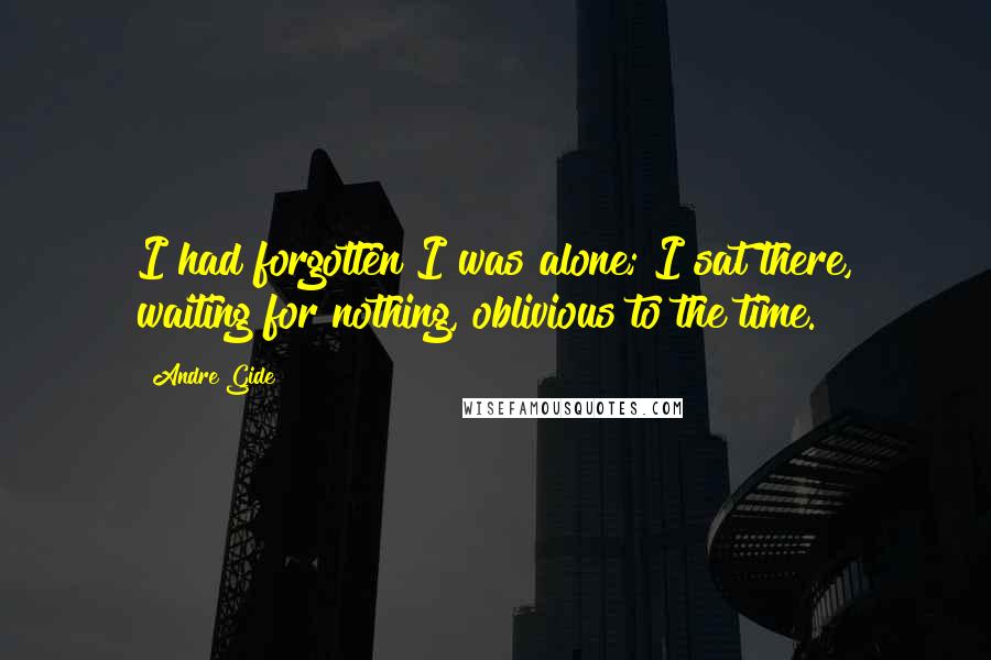 Andre Gide Quotes: I had forgotten I was alone; I sat there, waiting for nothing, oblivious to the time.
