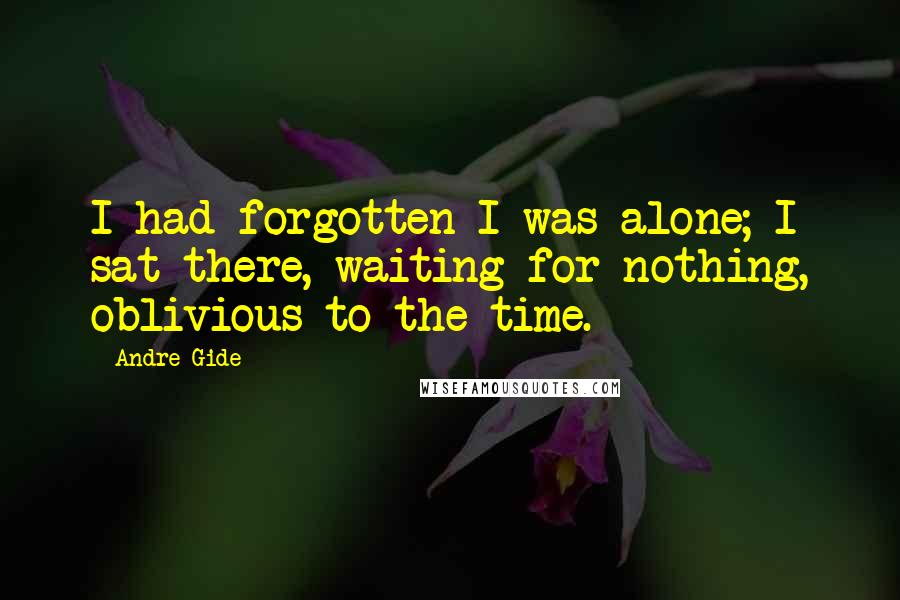 Andre Gide Quotes: I had forgotten I was alone; I sat there, waiting for nothing, oblivious to the time.