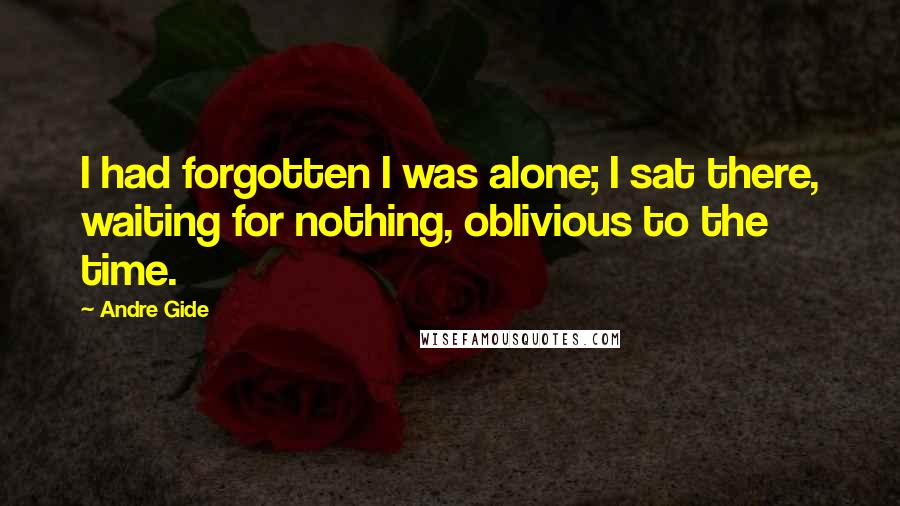 Andre Gide Quotes: I had forgotten I was alone; I sat there, waiting for nothing, oblivious to the time.