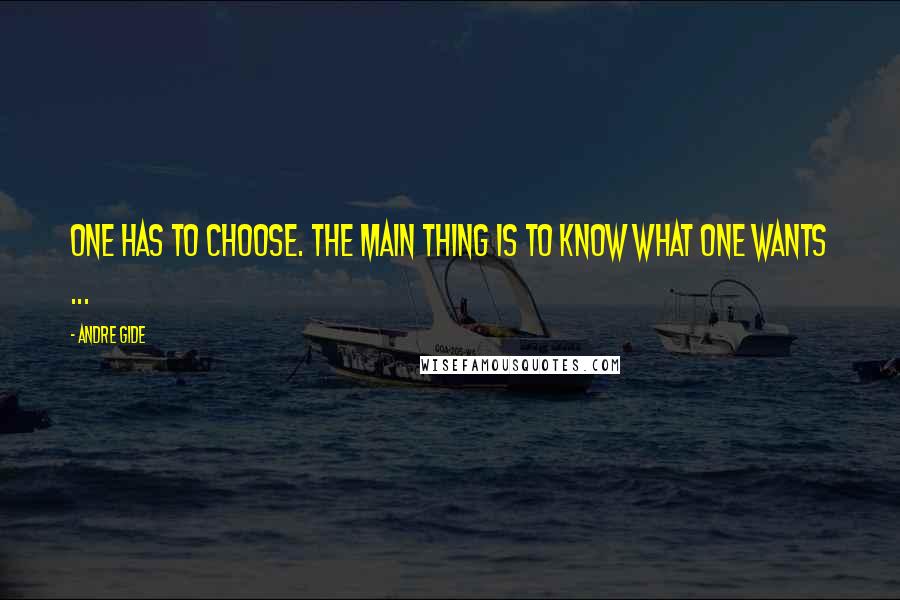 Andre Gide Quotes: One has to choose. The main thing is to know what one wants ...