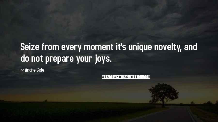 Andre Gide Quotes: Seize from every moment it's unique novelty, and do not prepare your joys.