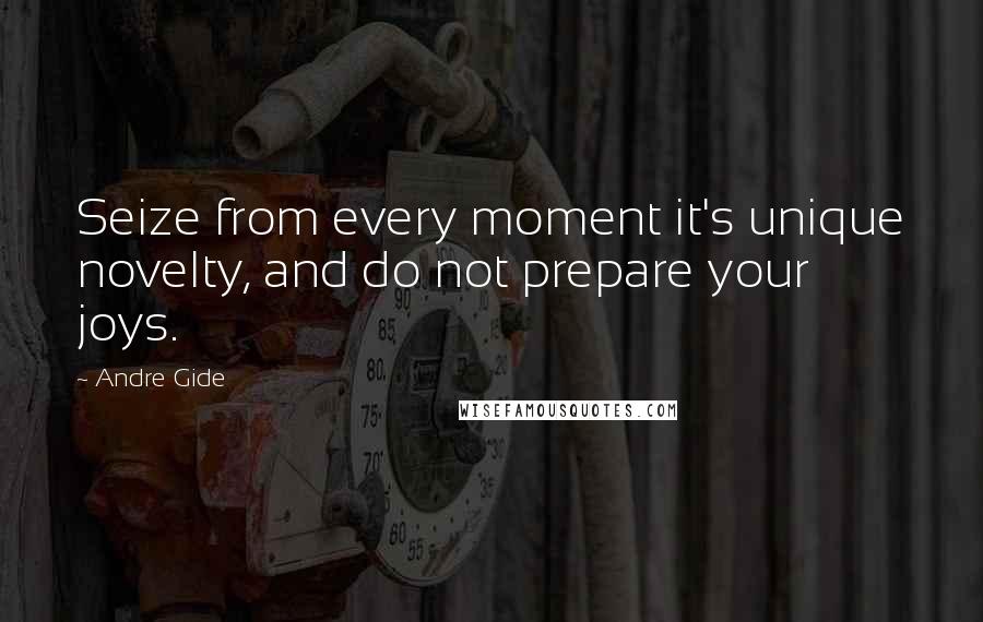 Andre Gide Quotes: Seize from every moment it's unique novelty, and do not prepare your joys.