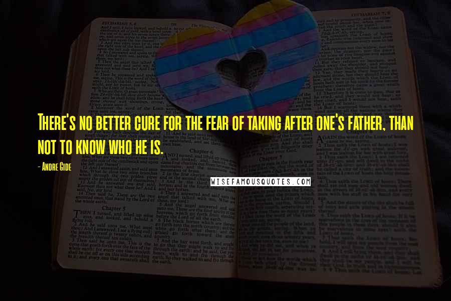 Andre Gide Quotes: There's no better cure for the fear of taking after one's father, than not to know who he is.