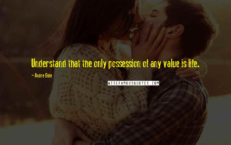 Andre Gide Quotes: Understand that the only possession of any value is life.