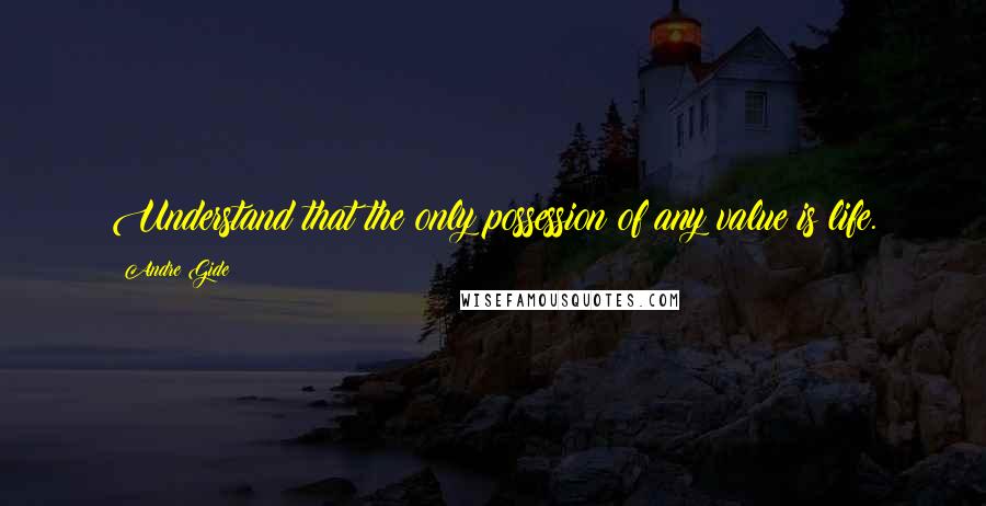 Andre Gide Quotes: Understand that the only possession of any value is life.