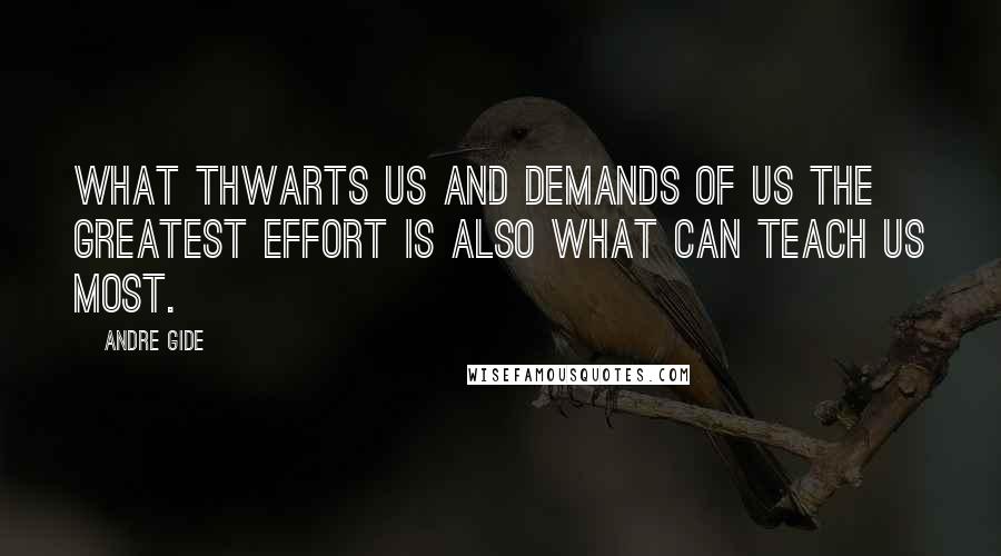 Andre Gide Quotes: What thwarts us and demands of us the greatest effort is also what can teach us most.