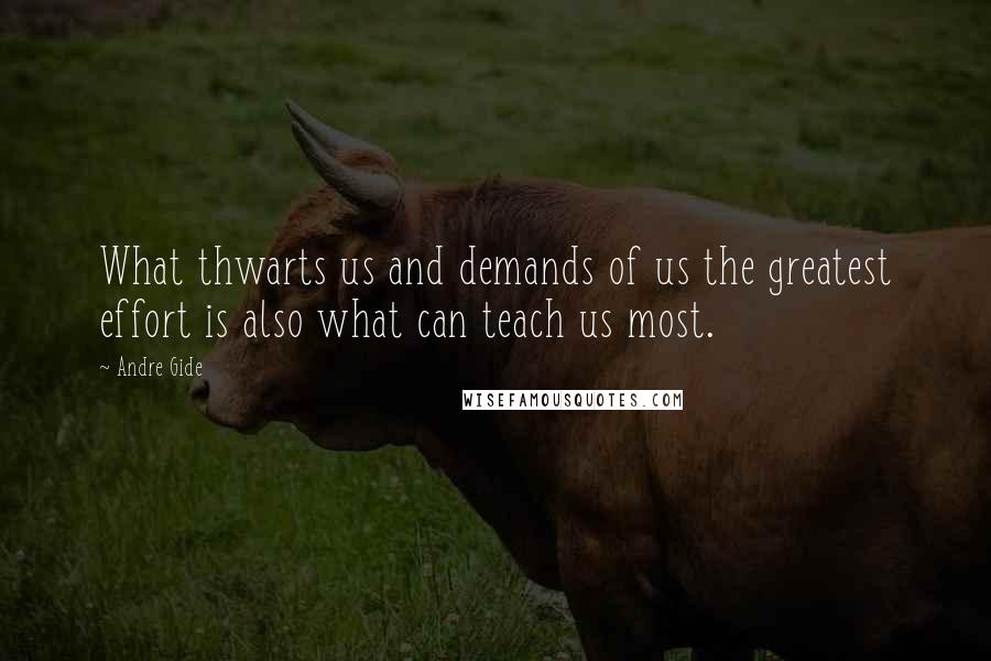Andre Gide Quotes: What thwarts us and demands of us the greatest effort is also what can teach us most.