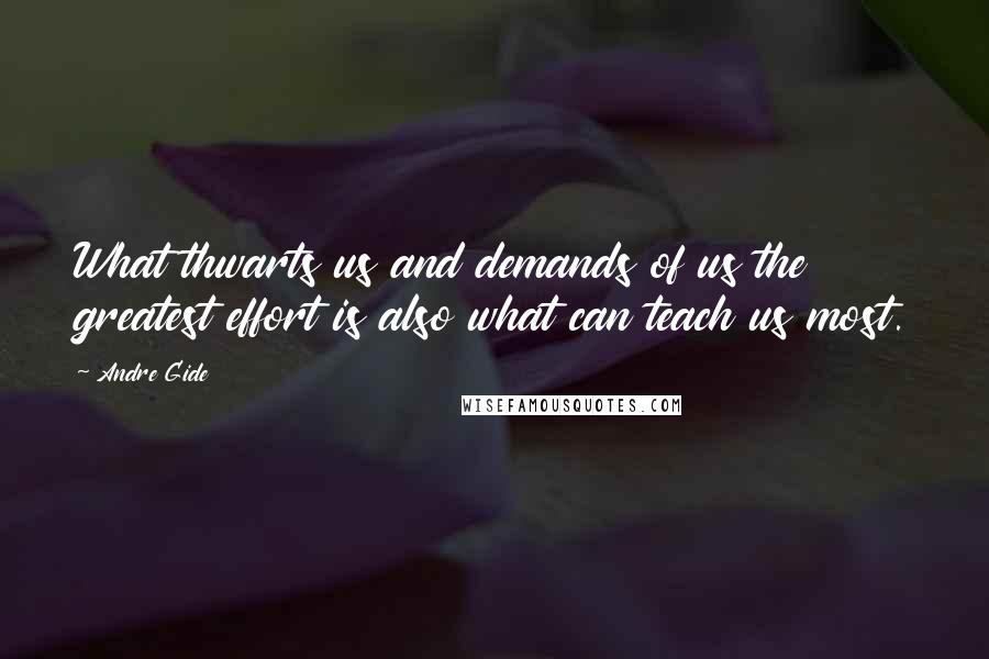 Andre Gide Quotes: What thwarts us and demands of us the greatest effort is also what can teach us most.