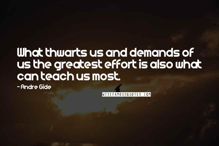 Andre Gide Quotes: What thwarts us and demands of us the greatest effort is also what can teach us most.