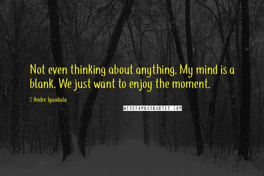 Andre Iguodala Quotes: Not even thinking about anything. My mind is a blank. We just want to enjoy the moment.