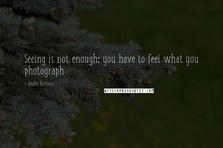 Andre Kertesz Quotes: Seeing is not enough; you have to feel what you photograph