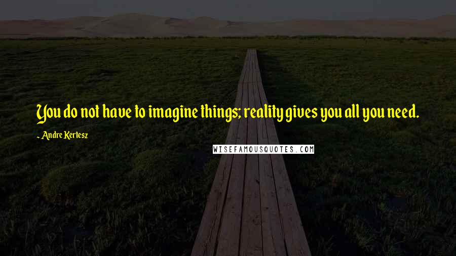 Andre Kertesz Quotes: You do not have to imagine things; reality gives you all you need.