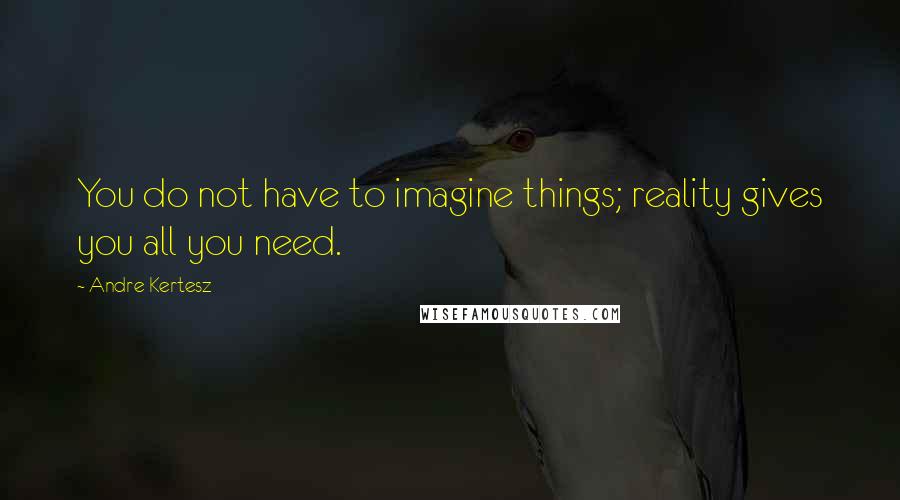 Andre Kertesz Quotes: You do not have to imagine things; reality gives you all you need.