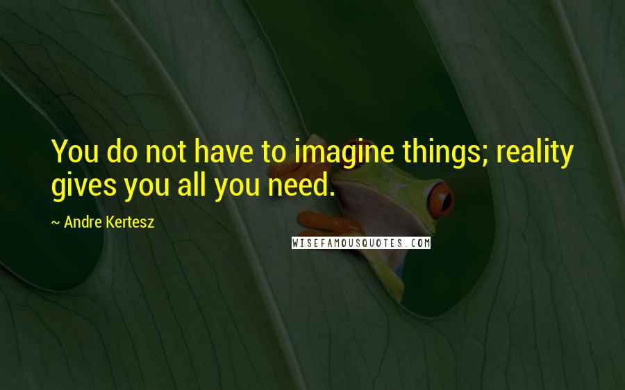 Andre Kertesz Quotes: You do not have to imagine things; reality gives you all you need.