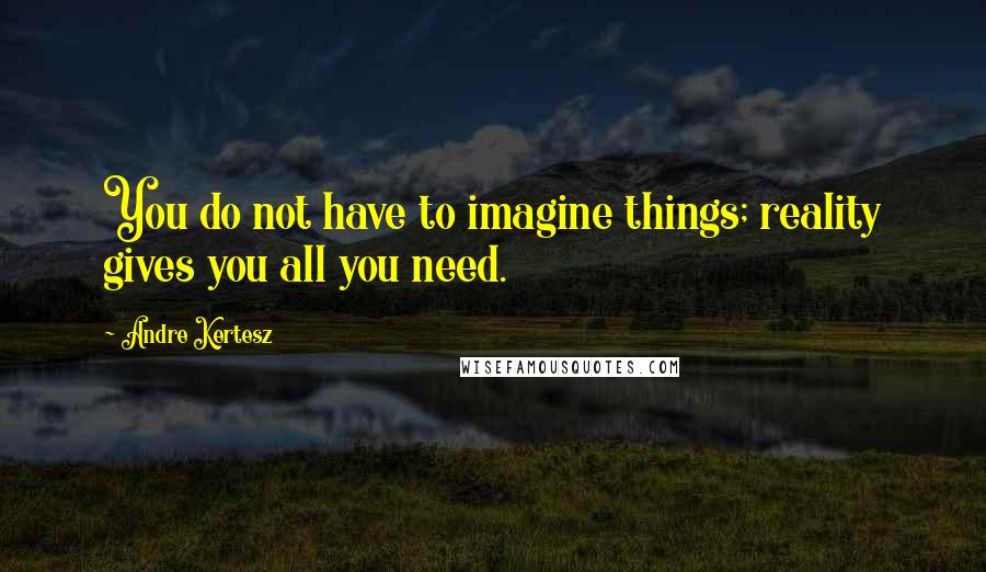 Andre Kertesz Quotes: You do not have to imagine things; reality gives you all you need.