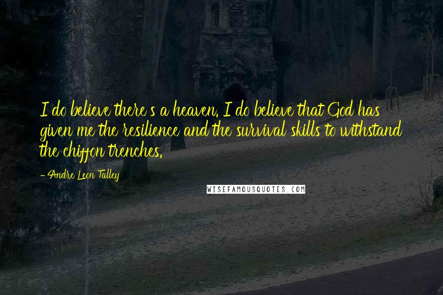 Andre Leon Talley Quotes: I do believe there's a heaven. I do believe that God has given me the resilience and the survival skills to withstand the chiffon trenches.