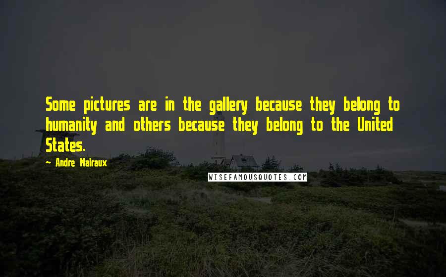 Andre Malraux Quotes: Some pictures are in the gallery because they belong to humanity and others because they belong to the United States.