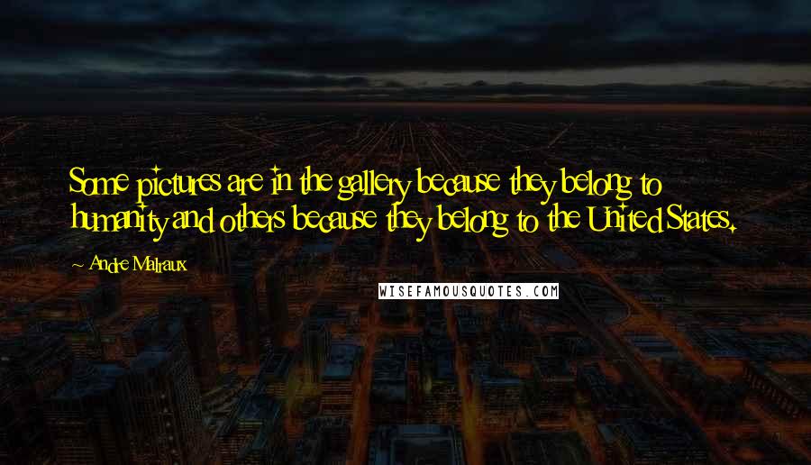 Andre Malraux Quotes: Some pictures are in the gallery because they belong to humanity and others because they belong to the United States.