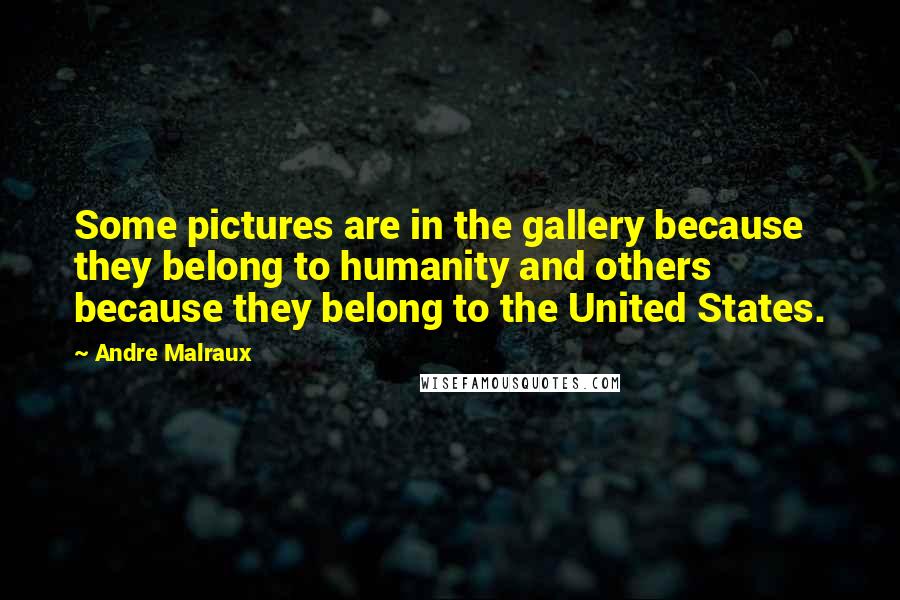 Andre Malraux Quotes: Some pictures are in the gallery because they belong to humanity and others because they belong to the United States.