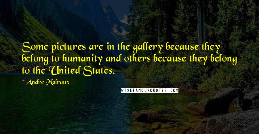 Andre Malraux Quotes: Some pictures are in the gallery because they belong to humanity and others because they belong to the United States.