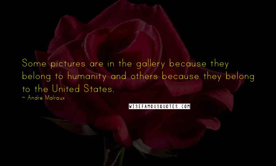 Andre Malraux Quotes: Some pictures are in the gallery because they belong to humanity and others because they belong to the United States.