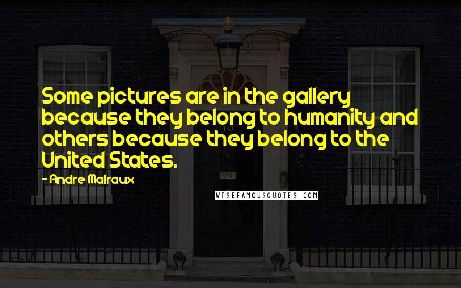 Andre Malraux Quotes: Some pictures are in the gallery because they belong to humanity and others because they belong to the United States.